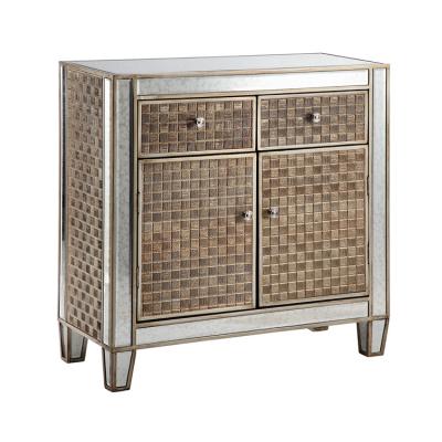 China Customized Cabinet Hot Sale Mirrored Accent Expandable Chest With Door And 2 Drawer Mirrored Accent Chest for sale