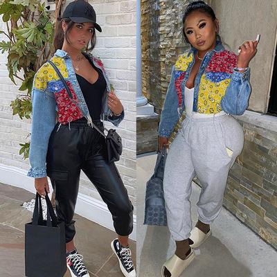 China 2021 New Arrival Fashionable QUICK DRY Women Coat Long Sleeve Denim Jackets Bandana Crop Jeans Jacket For Ladies for sale