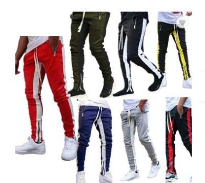 China 2021 QUICK DRY New Fashion Striped Zipper Fitness Casual Pants Sport Track Cargo Mens Sweatpants Joggers Pants for sale