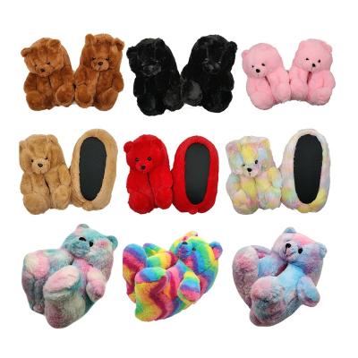 China 2021 Hot Seller Light Weight Lovely Teddy Bear Slippers Brown Indoor Shoe Women's Bedroom Slipper Plush For Girls for sale