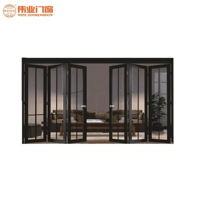 China Heat Insulation Foshan Aluminum Windows Doors Factory Double Glass Door Bi-folding Design For Apartment/Office for sale