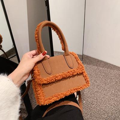 China 2022 Top Selling Fashion Top Handle Small Purse Designer Mini Bag Winter Matte Leather Furry Women Ladies Handbags for sale