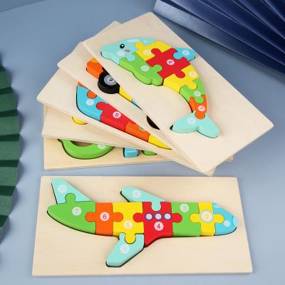 China 100% Eco-Friendly Wholesale Wooden Kids Jigsaw Puzzle Toys Shape Montessori Preschool Educational Learning Puzzles Toys For Children for sale