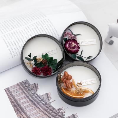 China 2021 Weddings Products Hot Selling Trending Private Label Wedding Dry Flower Candles Christmas Decoration Scented Candle for sale