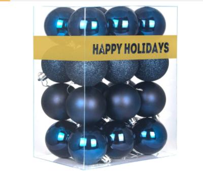 China 2021 New Amazon Hot 24Pcs Plastic Christmas Outdoor Balls Ornaments Decorations Navy Blue Ornaments For Xams Tree for sale