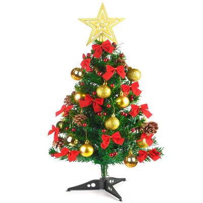 China 24Inch/60cm Plastic Christmas Trees Mini Christmas Village Tree Tabletop Mini Pine Trees Christmas Ball with Artificial Holly Berries for sale