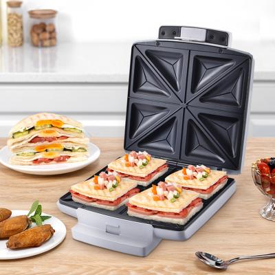 China Household Adjustable Hot Sale Nonstick Breakfast Thermostat Electric 4 Slice Sandwich Maker for sale