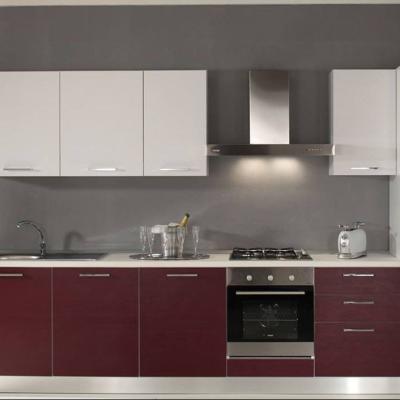 China Eco-friendly High Gloss Red PVC Kitchen Cabinet Door Sideboard for sale