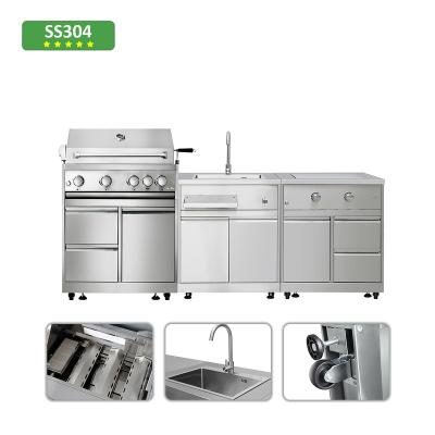 China Modern outdoor kitchen Simple design large bbq grill stainless steel kitchen cabinet for sale