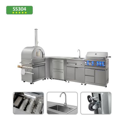 China Modern outdoor kitchen OEM ODM OBM pellet trailer barbecue stainless Kitchen cabinet for sale