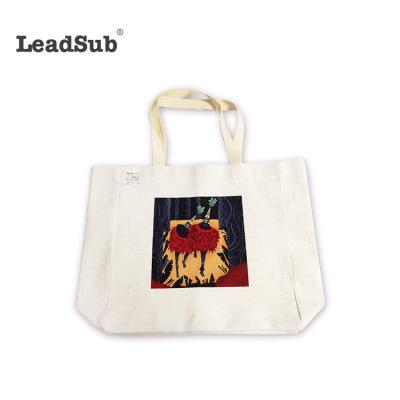 China Leadsub Customizable Natural Canvas Sublimation Tote Bag Organic Cotton Linen Custom Bag for sale