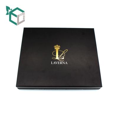 China Handmade New Products Design Clothes Black Lid Top And Base Paper Storage Box for sale