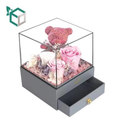 China Customized Luxury Handmade Paper Packaging Gift Fresh Flower Waterproof Box for sale