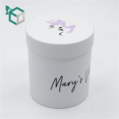 China Handmade Custom Cylinder Cardboard Packaging Hair Extension Gift Box Tube White Round Wig Tube Paper Box for sale