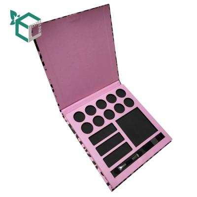 China Handmade Custom Pink Paper Box Mirror Cardboard Eyeshadow Palette Packaging for sale