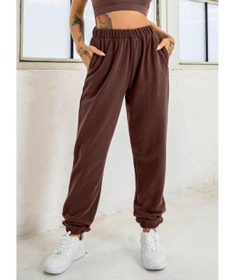 China Custom Made Women Sweatpants Gym Workout Winter Embroidery Breathable Logo Fleece Cotton Jogger Pants for sale