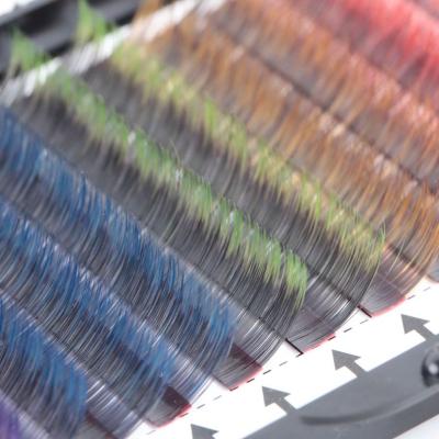 China Two Tone Colorful Lashes Extensions 12 rows 20 rows color two Tone Silk Eyelash Ombre Extension for sale