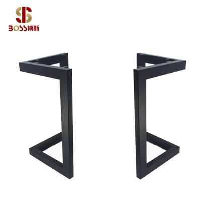 China Modern Simple Industrail Metal Table Leg For Living Room Sets Black Square Curved Iron Legs for sale