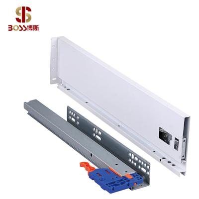 China Modern Metal Double Drawer Box Slide Rail Full Extension Series High Channel 88MM Soft Closing Box Kitchen Hardware for sale