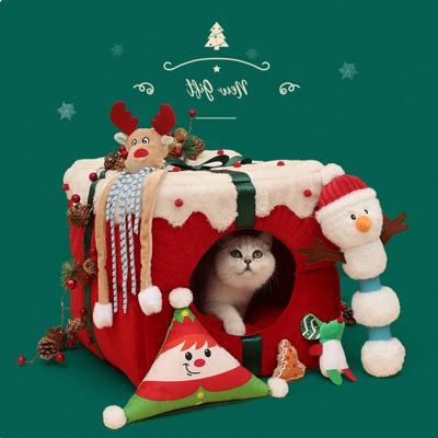 China Cat House Christmas Wholesale Washable Cat Bed Warm Soft Breathable Pet Cat Bed Luxury Pet Supplies Pet Bed for sale