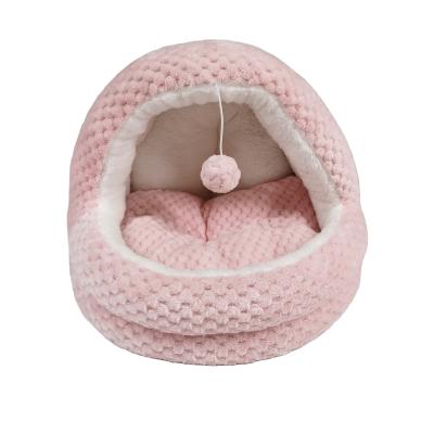 China 2022 New Design Amazon Hot Selling Wholesale Plush Toy Pet Beds Cat Ball Toys Pet Nest Cat Cave Bed in stock for sale