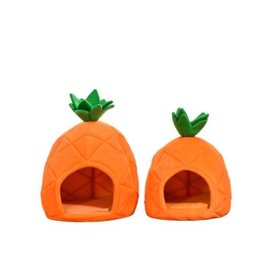 China Dropshipping Pineapple Cat House Cave Warm Soft Foldable Waterproof Dog Puppy Cat House for sale