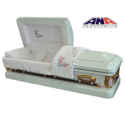 China China Intelligence Factory ANA Ceremony American Style White 18 GA Metal Casket American Steel Funeral Casket For Sale for sale