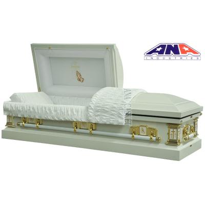 China US American Style Burial ANA Style Prayer 18ga White Cross Steel Casket for sale