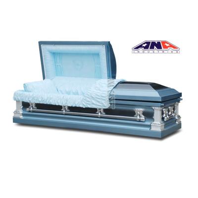 China ANA American Funeral Provider Style Light Bule 18 GA Casket Black Steel Casket for sale