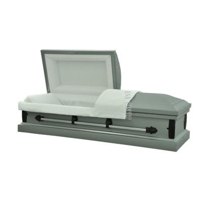 China American Style ANA Exquisite Workmanship Matte Silver Finish 22 Steel Caskets European GA Style Sale Caskets for sale