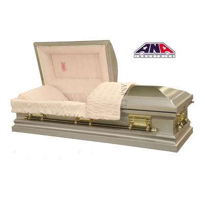 China American high gloss silver metal stainless steel velvet factory supply luxury casket liner coffin for sale