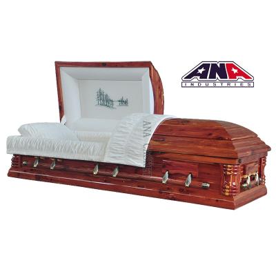 China American Style Made in China Adult ANA Wood Cedar Funeral Casket for sale