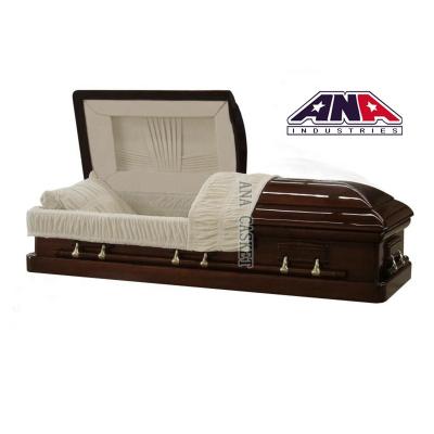 China American Style ANA Funeral Supplies New Design Burial Casket Black Mahogany Wooden Casket for sale