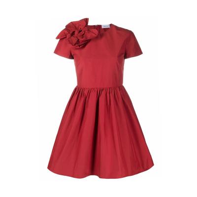 China 2022 New Sleeve Summer Fashionable Short Bow Mini Red Dresses Women Lady Breathable Sexy Elegant Casual Outfits for sale