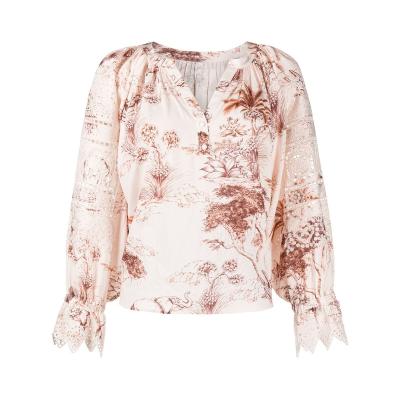 China Breathable 2022 Latest Floral Design Tops Fashionable Casual Long Sleeve Plus Size Women's Blouses And Shirts for sale