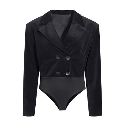 China Breathable 2022 Latest Design Spring Trending Fashionable Velvet Jacket Blazers Ladies Women Sexy Sets for sale