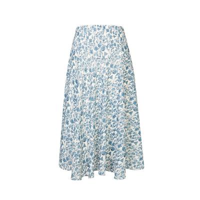 China New Summer Fashionable Breathable Casual Women's Vintage City Floral Print A-Line Split Skirt Long for sale