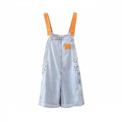 China 2022 Fashionable Women Breathable Jean Overalls Latest Design Summer Denim Overalls Loose Sleeveless Ladies Casual One Piece Overalls for sale