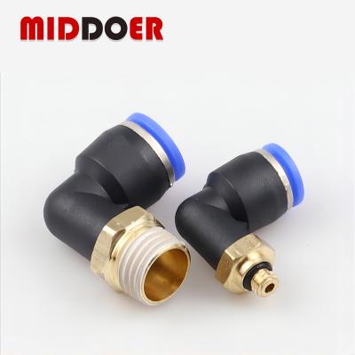 China Home Use Pneumatic quick connector 90 degree PL thread L-shaped right angle elbow for sale