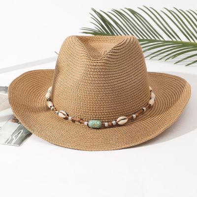 China 2023 Sun Protection Women Cowboy Bohemian Ethnic Style Ladies Dress Sun Visor Soft Beach Straw Hats Summer Sun Paper UV Hat for sale