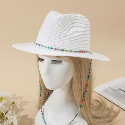 China Sun Protection Fedora Ladies Dress Soft Lifeguard Straw Beach Hats Sun Visor Bohemian UV Foldable Hat Windproof Protective Sun Visor Paper for sale