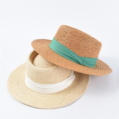 China For Women Green Striped Summer Player Sun Straw Hats Ladies UV Protection Paper Windbreaker 2023 With Adjustable Beach Hat for sale