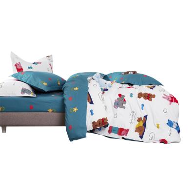 China Anti-static Printed Children's Bedding Set 4 Pieces Bedclothes Set Cartoon Pattern Sheet Bedding Accessories for sale