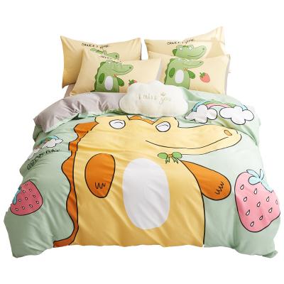 China New cotton anti-static wholesale cartoon printed children's 4 piece set. s bedding sheets for sale