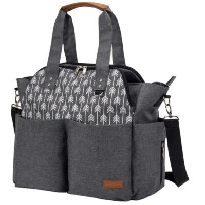 China Large Capacity Carrier 001 Gray Arrow Print Mom Diaper Bag Tote Purse Satchel Multifunctional Diaper Bags for sale