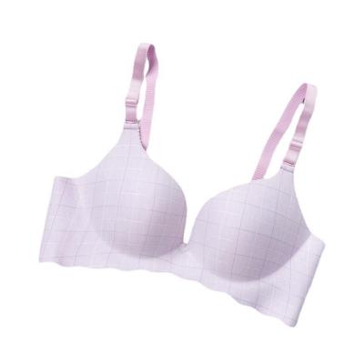 China New QUICK DRY women plaid play underwear gather and receive seamless thin bra for sale