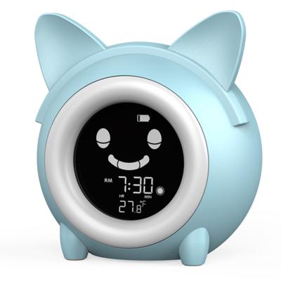 China LUMINOVA Hot Sale Cute Cat Shaped Kids Led Light Alarm Clock Wake Up Light for sale