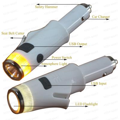 China With Multifunctional Magnetic Hammer Car Charger with Seat Belt Cutter and Safety Hammer for sale