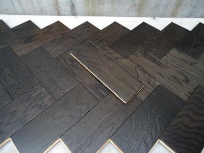 China White Oak Parquet Herringbone (stained wenge color) for sale