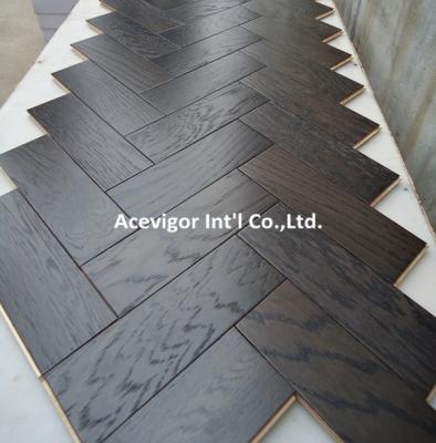 China High-end customized White Oak Parquet Herringbone (stained wenge color) for sale